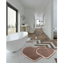 Global Goods Peluş Banyo Klozet 2li Takım Kalp Şeklinde Spor Saçaklı Kaymaz Taban Yuksek Kalite 70 x 60-70 x 100 Rbt