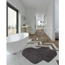 Global Goods Peluş Banyo Klozet 2li Takım Kalp Şeklinde Spor Saçaklı Kaymaz Taban Yuksek Kalite 70 x 60-70 x 100 Rbt