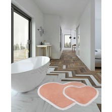 Global Goods Peluş Banyo Klozet 2li Takım Kalp Şeklinde Spor Saçaklı Kaymaz Taban Yuksek Kalite 70 x 60-70 x 100 Rbt