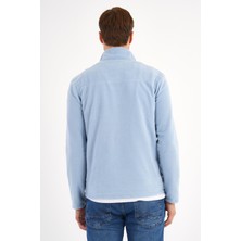 Deri Company Bebek Mavisi Polar Sweatshirt Erkek Dik Yaka