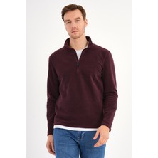 Deri Company Bordo Polar Sweatshirt Erkek Dik Yaka