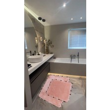 Global Goods Klozet Takımı Pelüş Banyo Paspası Şık Saçak Tasarım 2li Takım  60 cm  x 100 cm -50 cm  x 60 cm