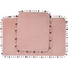 Global Goods Klozet Takımı Pelüş Banyo Paspası Şık Saçak Tasarım 2li Takım  60 cm  x 100 cm -50 cm  x 60 cm
