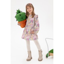 U.S. Polo Assn. Kız Çocuk Taş Çiçek Desenli Fırfırlı Dokuma Elbise 50297429-VR049