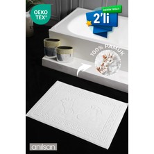Anılsan 2'li Greek Ayak Havlusu - 50X70 Cm, 245 Gr, %100 Pamuk, Spa ve Otel Banyo Paspası, Günlük Kullanıma