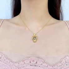 Cherry Kaplan Şeklinde Altın Renginde Çelik Kolye Vintage Çita Kolye