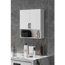 Elay Design Defne Beyaz Çamaşır Makinası Üst Dolabı