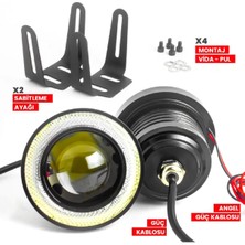 Astraled 76 mm Uyumlu Angel Beyaz LED Lamba Mercek Gündüz Sis Farı