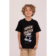 Skater Baskılı Bisiklet Yaka Yazlık Erkek Çocuk T-Shirt