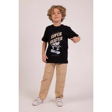 Skater Baskılı Bisiklet Yaka Yazlık Erkek Çocuk T-Shirt