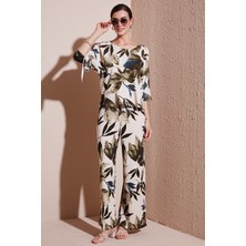 Lela Desenli Regular Fit Truvakar Kol V Yaka Alt-Üst Takım Bayan TAKIM 5865357