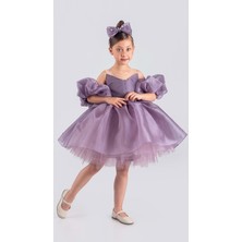 Mnk Baby & Kids Miss California Kız Çocuk Abiye Lila Renkli Özel Gün Elbisesi MNK0594
