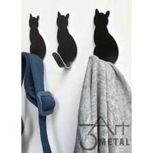 3Art Metal 3lü Paslanmaz Kedi Figürlü Metal Askılık - Askı - Anahtarlık - Elbise Askısı