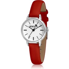 Polo Air Zarif Deri Kordon Kadın Kol Saati Kırmızı-Gümüş PL-1482B4X