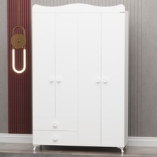 Yıldız 4 Kapaklı 2 Çekmeceli Dolap  - Beyaz