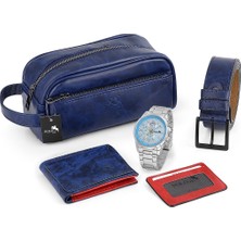 Polo Air Erkek Kol Saati El Çantası Cüzdan Kemer Kartlık Set Lacivert Kombin PL-0866E2