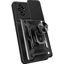 ZORE Honor 200 Uyumlu Kılıf Magnetik Standlı Kamera Korumalı Zore Sürgülü Vega Kapak-Siyah
