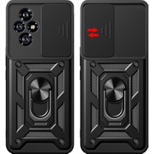 ZORE Honor 200 Uyumlu Kılıf Magnetik Standlı Kamera Korumalı Zore Sürgülü Vega Kapak-Siyah