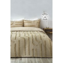 Evlen Home Collection Pamuklu Sasha Kabartmalı Yatak Örtüsü Takımı Tek Kişilik Günlük Boho 2 Parça Elyaf Dolgulu