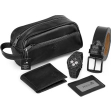 Polo Air Lüx Erkek Kol Saati El Çantası Cüzdan Kemer Kartlık Kombin Siyah Set PL-0899E1