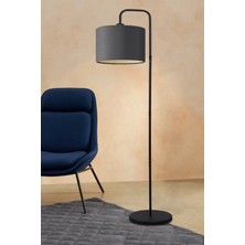 Art&Gift Suitable Metal Gövdeli Antrasit Kumaş Başlık Çok Amaçlı Lambader Salon Köşe Lambası