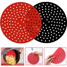 Lianghao Shopb N 8kırmızı Yuvarlak Stilde Yeniden Kullanılabilir Silikon Hava Fritöz Lider Fritöz Matı Anti-Yapışkan Pişirme Matı Mutfak Aracı Pastane Fırın Matı Kek Izgara Tabak (Yurt Dışından)