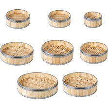 Lianghao Shopb 4.5 Kapak Stili Bambu Yemek Buharıyla Paslanmaz Çelik Bandı Olmadan Buhar Sepeti Buhar Sepeti Dumplings Tatlı Dim Sum Kafesli Ocak Mutfak (Yurt Dışından)