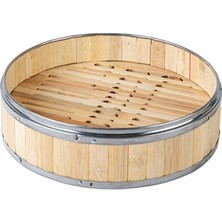 Lianghao Shopb 4.5 Kapak Stili Bambu Yemek Buharıyla Paslanmaz Çelik Bandı Olmadan Buhar Sepeti Buhar Sepeti Dumplings Tatlı Dim Sum Kafesli Ocak Mutfak (Yurt Dışından)