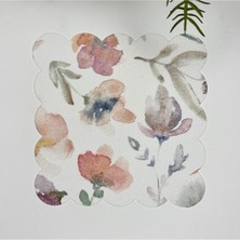 Decofav Pastel Sulu Boya Çiçek Desenli Lazer Kesim Kumaş Kokteyl Peçetesi 1 Adet