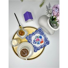 Decofav Ortanca Vazosu Çini Desenli Lazer Kesim Kumaş Kokteyl Peçetesi 1 Adet