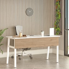 Robin Home Oslo Metal Çalışma Masası Ofis Masası Çekmeceli 140 cm  Sepet-Beyaz