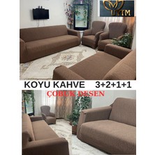 3+2+1+1 Dokuma Jakar Koltuk Örtüsü Lastikli, Esnek Yıkanabilir Koltuk Kanepe Çekyat Örtüsü