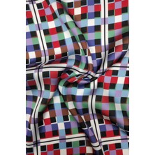Geometrik Desenli Dijital Baskılı Şifon Saten Kumaş / En 1,50  cm  - Elbise , Perde ve Kırlent