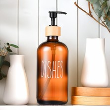 1 Adet Mutfak Sıvı Sabunluk - Cam Bulaşık Deterjanı Şişesi 500 ml - Amber