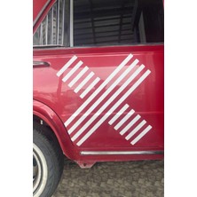 Arka Kapı Oto Sticker x Şeklinde Beyaz 50 cm Sanatsal Yenilikçi Araç Etiketi