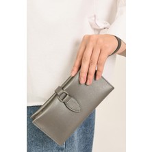 Dzc Kuzenler Avm Kadın Fermuarlı Çıtçıtlı Bozuk Para Bölmeli Cüzdan Kartlık Aksesuar,yılbaşı Hediyesi Damla Gri