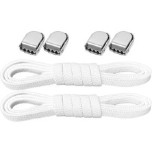 Hapshoe Akıllı Kilitli Ayarlanabilir Beyaz 6 mm Lastik Pratik Bağcık 1 Çift