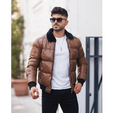 Rex Moda Kürk Yaka Suni Deri Crop Mont