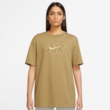 Nike Air Bol Kesim Kahverengi Pamuklu Kadın T-Shirt DN5800-769