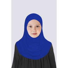 Betül Akbay Kız Çocuk Pratik Başörtü Pamuklu Meryem Model Saks Mavi