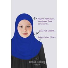 Betül Akbay Kız Çocuk Pratik Başörtü Pamuklu Meryem Model Saks Mavi