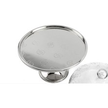 Darly Gümüş Cam Kapaklı Metal Kek Standı 22X27CM P142.801139