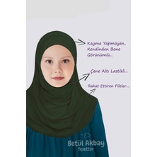 Betül Akbay Kız Çocuk Pratik Başörtü Pamuklu Meryem Model Haki