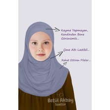 Betül Akbay Kız Çocuk Pratik Başörtü Pamuklu Meryem Model Gri