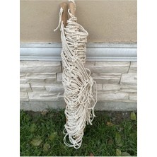 Tek Kişilik Çift Örgülü Makrome Hamak 10 Metre Bağlama Ipi 95X220 cm