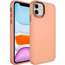 ZORE Apple iPhone 11 Kılıf Metal Çerçeve ve Buton Tasarımlı Silikon Zore Luna Kapak-Yavruağzı