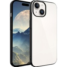 ZORE iPhone 15 Kılıf Sert Pc Renkli Çerçeveli Riksos Kapak-Siyah