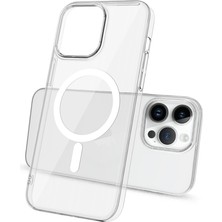 ZORE Apple iPhone 14 Pro Kılıf Zore Wireless Şarj Özellikli Şeffaf Tek Kamera Çerçeveli Porto Kapak-Renksiz