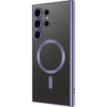 ZORE Galaxy S24 Ultra Kılıf Kamera Korumalı Magsafe Wireless Şarj Özellikli Demre Kapak-Derin Mor
