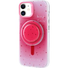 Apple iPhone 11 Kılıf Magsafe Şarj Özellikli Tak-Çıkar Pop Soketli Zore Tiktok Kapak-Pembe Koyu
